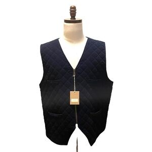 TURNBURY Quilted Corduroy Puff Vest Navy Blue XL Full Zip NWT Designer